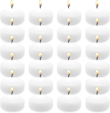 Labzio Decor Pack of 24 Floating Candles | Floating Nuggets | Floating Tealight Candles | Water Candles | Floating Candles on Water Bowl | Best Candles for Home Decor, Office Decor, Birthday Party, Festival Decoration (White Colour)