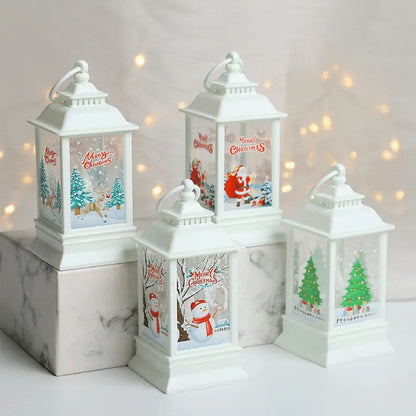 LABZIO Square Lantern Lamp Small Antique | Battery Operated LED Hanging Lantern for Indoor & Outdoor Use | Flameless & Smokeless Acrylic Tent Light | Snowman White 6X14 Cm