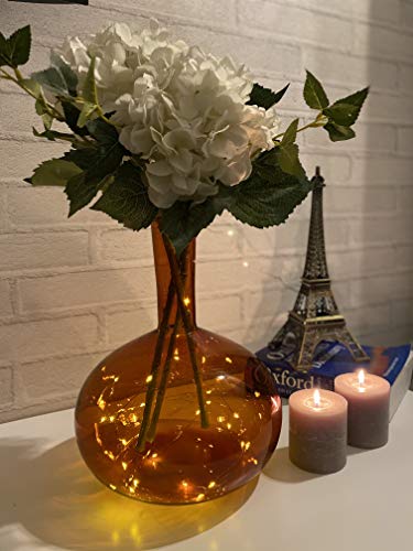 Labzio Home - Decorative Round Amber Glass Flower vase for Floral Arrangements at Home, Offices, Parties or Weddings