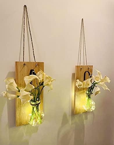 LABZIO Home Wood Wall Hanging Flower vase - Yellow