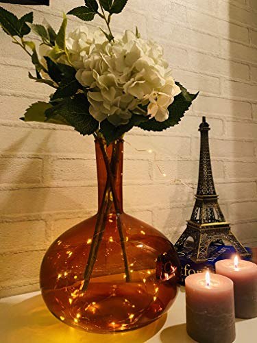 Labzio Home - Decorative Round Amber Glass Flower vase for Floral Arrangements at Home, Offices, Parties or Weddings