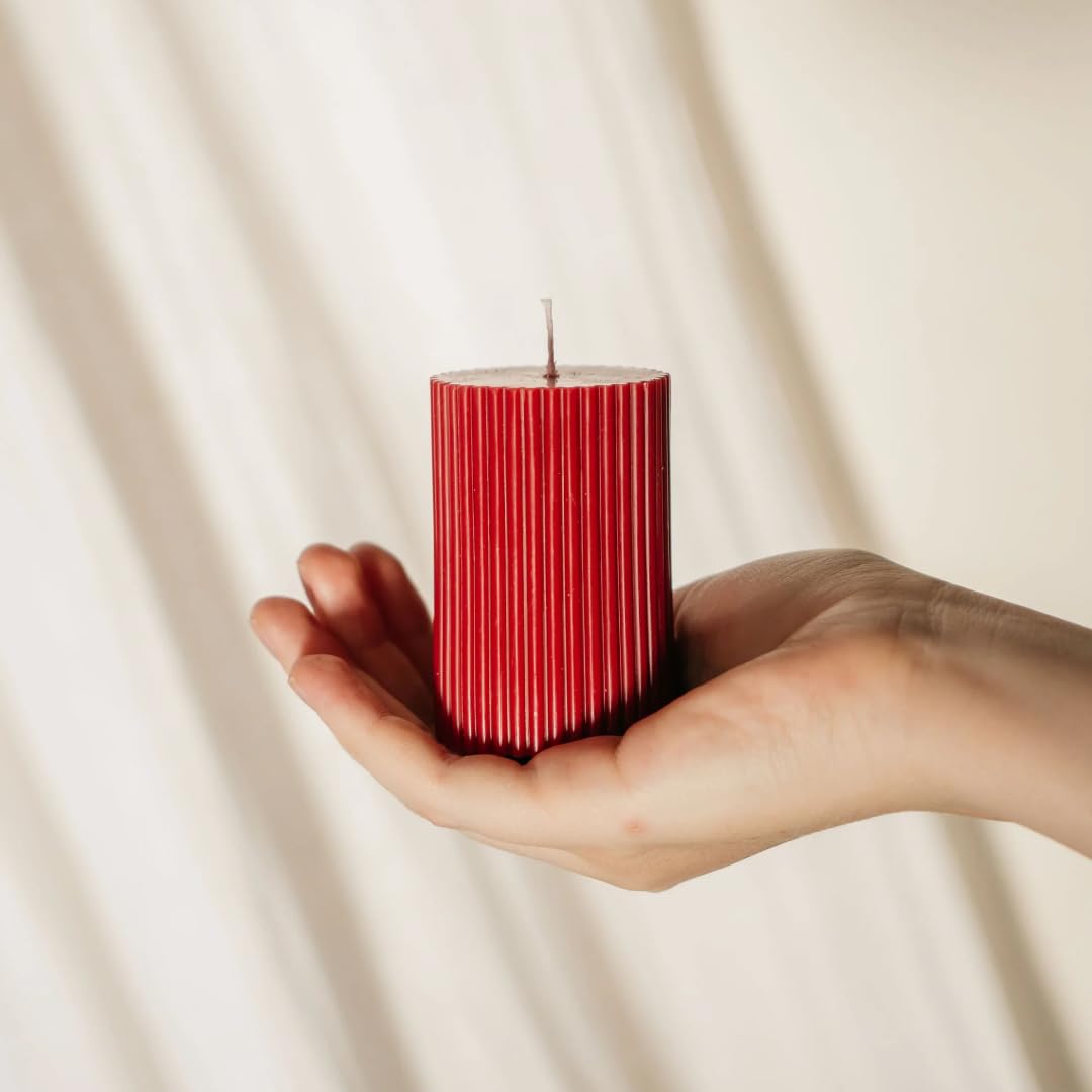 Labzio Pillar Candles for Valentine's, Birthdays, Anniversaries, and Special Gifts Set of 4,Long Clean Burning,Approx 72 Hours Burn Time,Wedding,Dinner,Christmas and Home Decor,Red