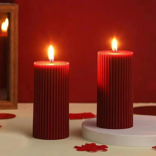 Labzio Pillar Candles for Valentine's, Birthdays, Anniversaries, and Special Gifts Set of 4,Long Clean Burning,Approx 72 Hours Burn Time,Wedding,Dinner,Christmas and Home Decor,Red