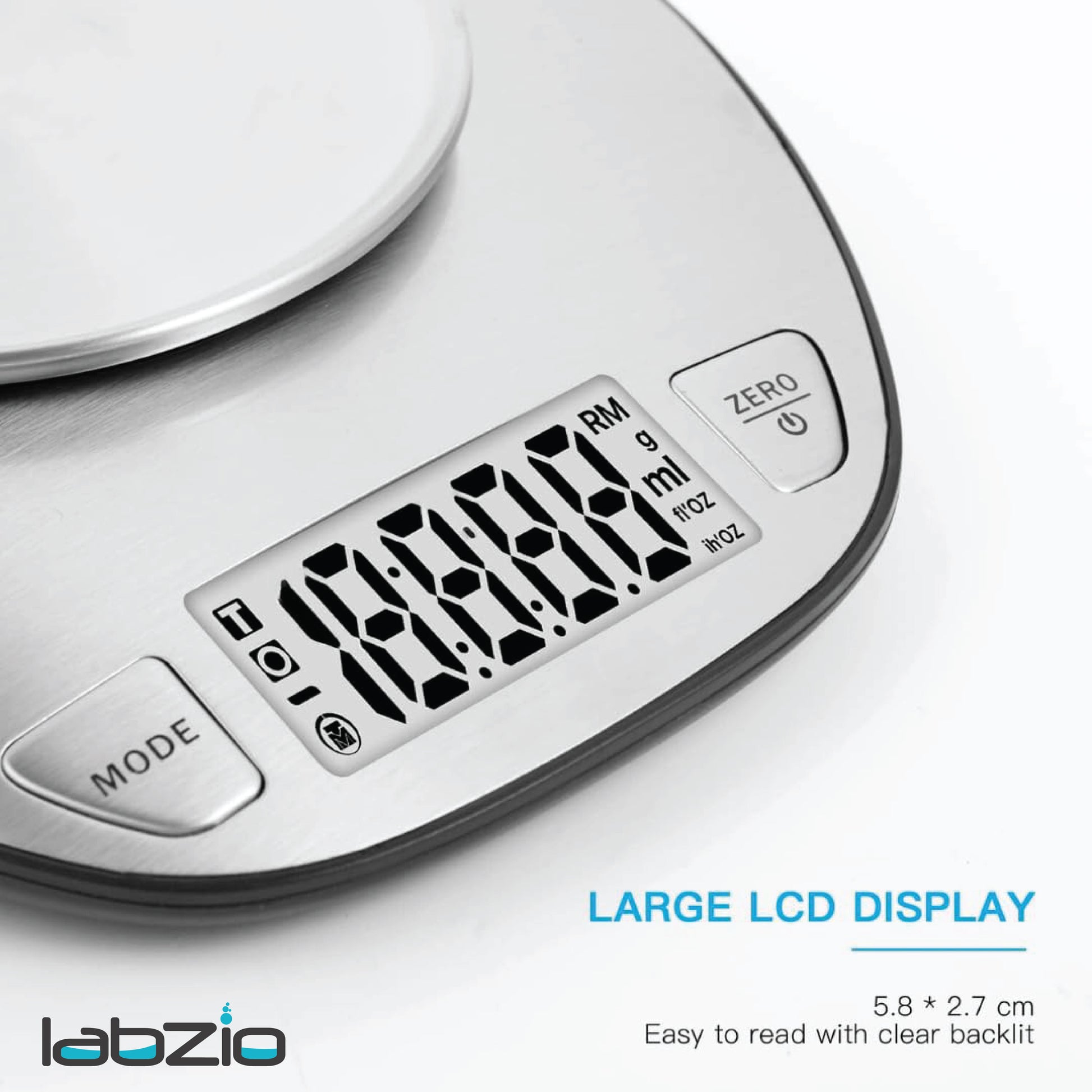 LABZIO™ Digital Kitchen Weighing Scale 1g–5kg Capacity High