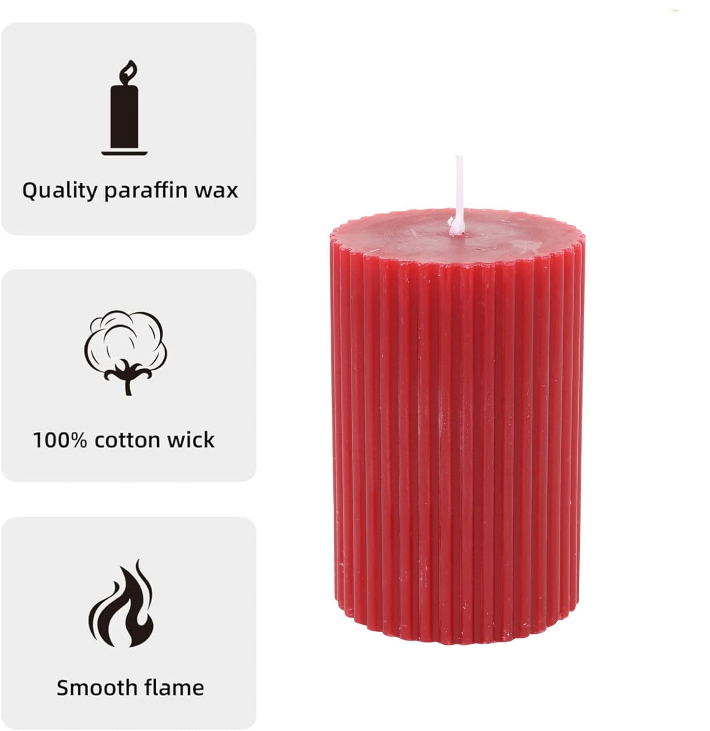 Labzio Pillar Candles for Valentine's, Birthdays, Anniversaries, and Special Gifts Set of 4,Long Clean Burning,Approx 72 Hours Burn Time,Wedding,Dinner,Christmas and Home Decor,Red