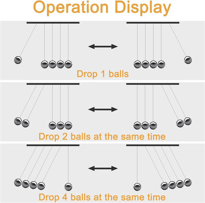 EISCO Newton's Cradle Desk Toy | Pendulum Balls Physics Experiment Set | Collision Ball | Wooden Base | Decor, Stress Relief & Educational Gift for Kids & Adults | 5 Steel Balls