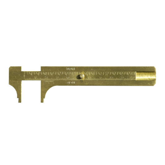 Labzio - Mini solid brass sliding pocket Vernier calliper, double scale to measure gems and jewels, etc