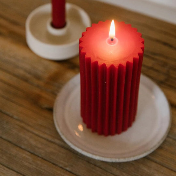 Pillar Candles for Valentine's, Birthdays, Anniversaries, and Special Gifts Set of 4,Long Clean Burning,Approx 72 Hours Burn Time,Wedding,Dinner,Christmas and Home Decor,Red