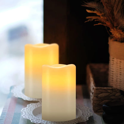 LABZIO Set of 3 Flameless LED Candles | Real Wax Look | Battery Operated | Flickering Moving Wick | 3 Sizes (4, 5, 6 Inch) | Unscented Pillar Candles for Home Decor