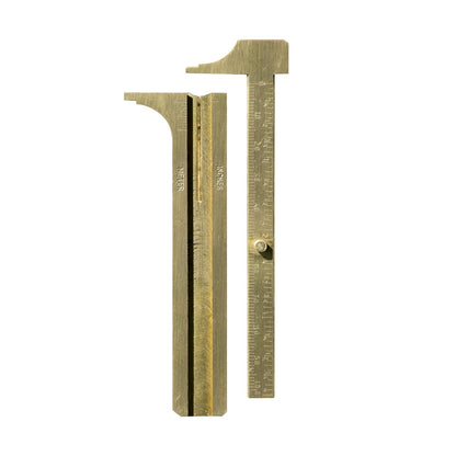 Labzio - Mini solid brass sliding pocket Vernier calliper, double scale to measure gems and jewels, etc