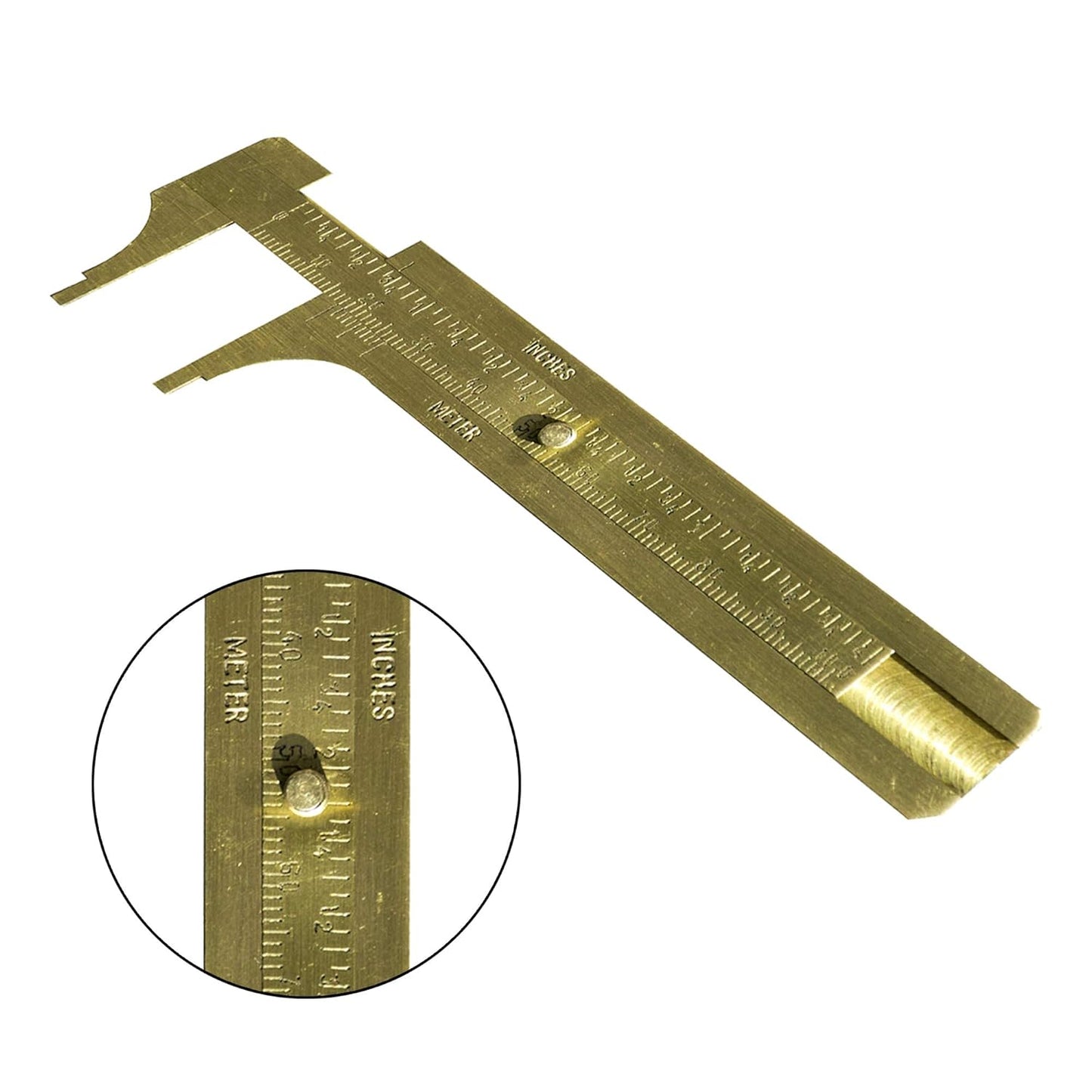 Labzio - Mini solid brass sliding pocket Vernier calliper, double scale to measure gems and jewels, etc