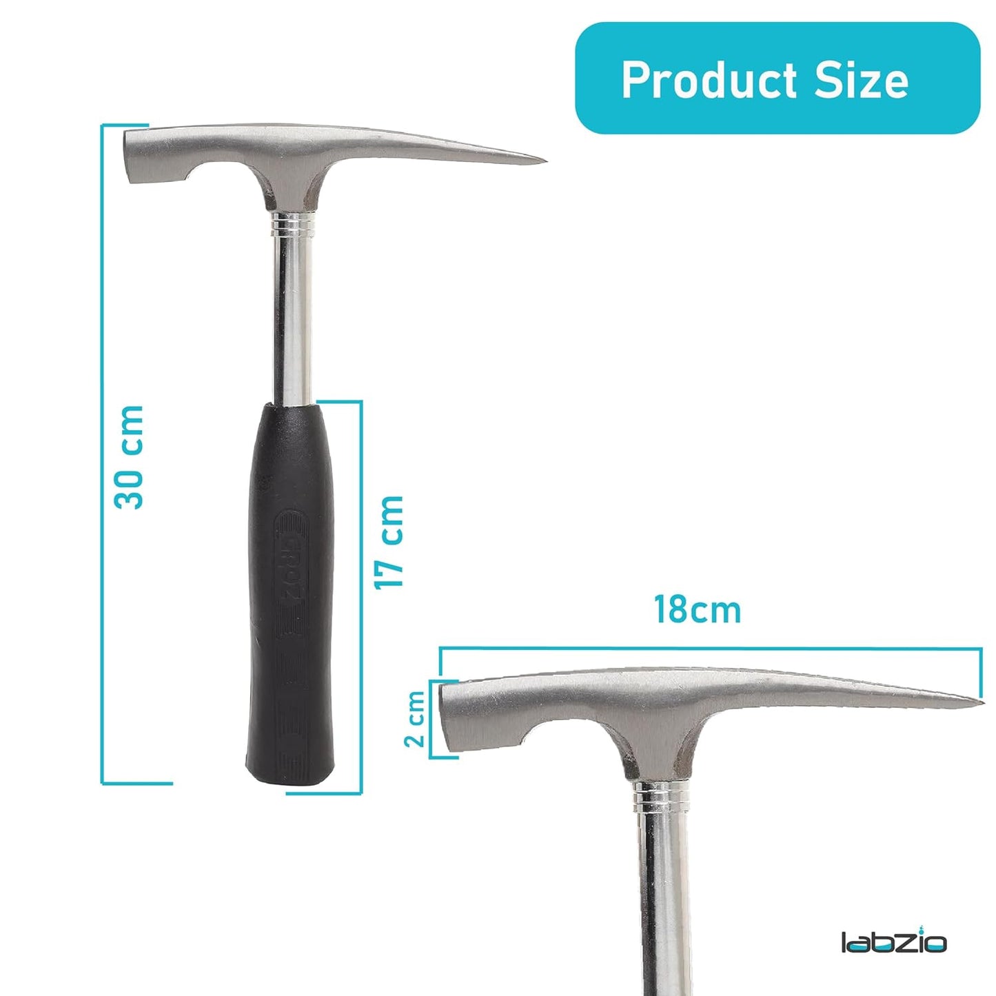 LABZIO - Brick Chipping Hammer 844 gm (1.86 lbs) or (30 oz) Heavy duty Designed for Professionals, DIY Enthusiasts, Geological Survey Flat Head for Chipping Brick Geological research