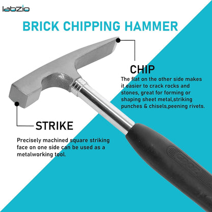 LABZIO - Brick Chipping Hammer 844 gm (1.86 lbs) or (30 oz) Heavy duty Designed for Professionals, DIY Enthusiasts, Geological Survey Flat Head for Chipping Brick Geological research