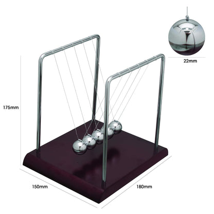 EISCO Newton's Cradle Desk Toy | Pendulum Balls Physics Experiment Set | Collision Ball | Wooden Base | Decor, Stress Relief & Educational Gift for Kids & Adults | 5 Steel Balls