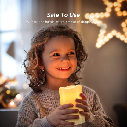 LABZIO Set of 3 Flameless LED Candles | Real Wax Look | Battery Operated | Flickering Moving Wick | 3 Sizes (4, 5, 6 Inch) | Unscented Pillar Candles for Home Decor