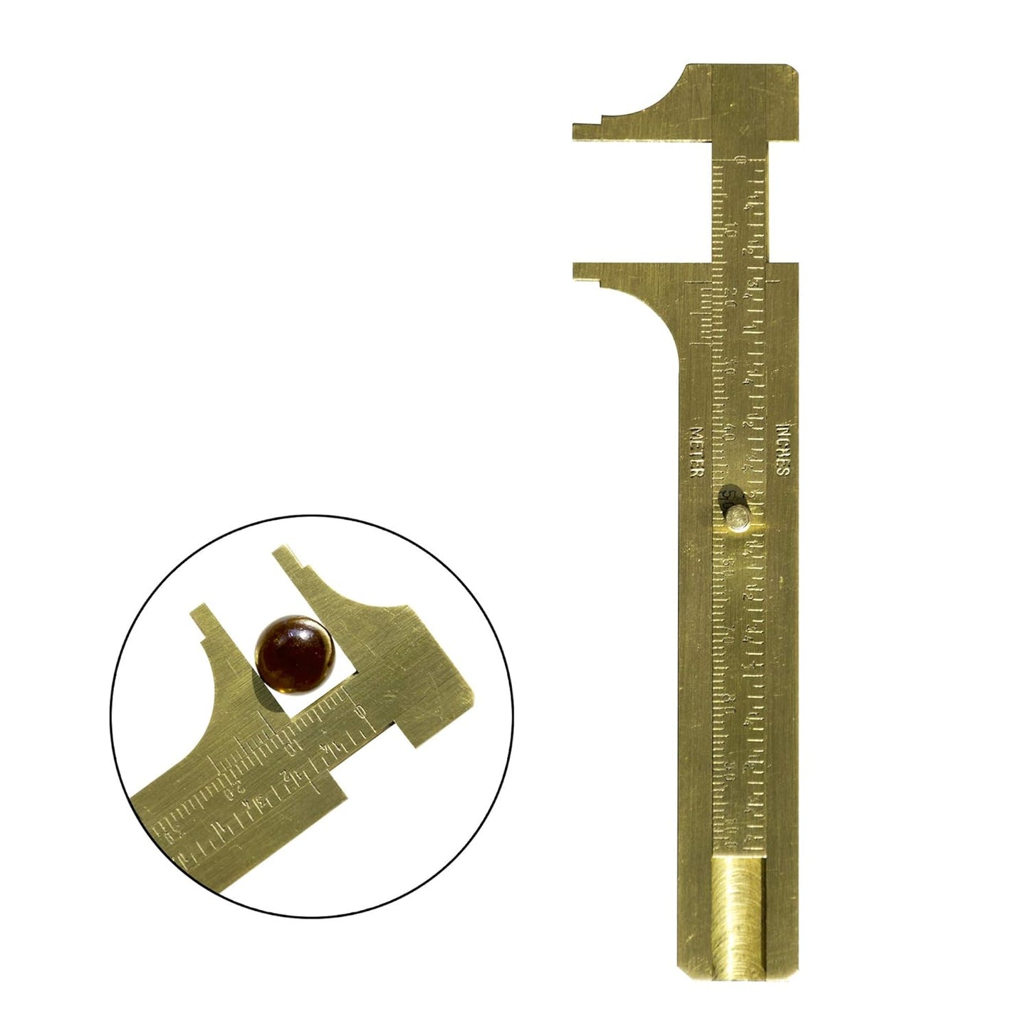 Labzio - Mini solid brass sliding pocket Vernier calliper, double scale to measure gems and jewels, etc