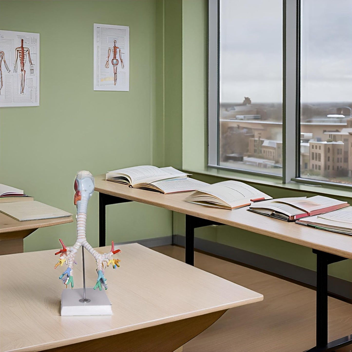 Larynx model with Bronchial tree,3 parts,natural size , with coloured deatiled key card