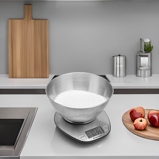 LABZIO™ Digital Kitchen Weighing Scale | 1g–5kg Capacity | High Precision Food & Baking Scale | Slim Design with Auto-Off Function | Battery Included | Ideal for Home & Cooking Use (Silver)