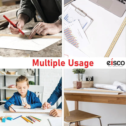EISCO Premium One Meter (100cm) Wooden Scale(ruler) With Brass Ends For Strong Protected Edges, Horizontal Reading In Reverse On Each End, Pack of 2