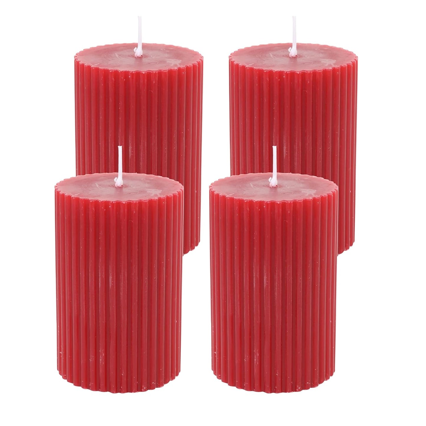 Labzio Pillar Candles for Valentine's, Birthdays, Anniversaries, and Special Gifts Set of 4,Long Clean Burning,Approx 72 Hours Burn Time,Wedding,Dinner,Christmas and Home Decor,Red