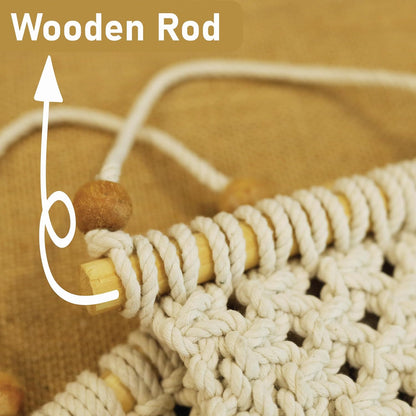 LABZIO Macrame Wall Hanging Set of 2 | Boho-Chic Woven Tapestry for Home Decor | Rustic Cotton Rope Art with Wooden Beads and Bamboo Stick | Perfect for Living Room, Bedroom
