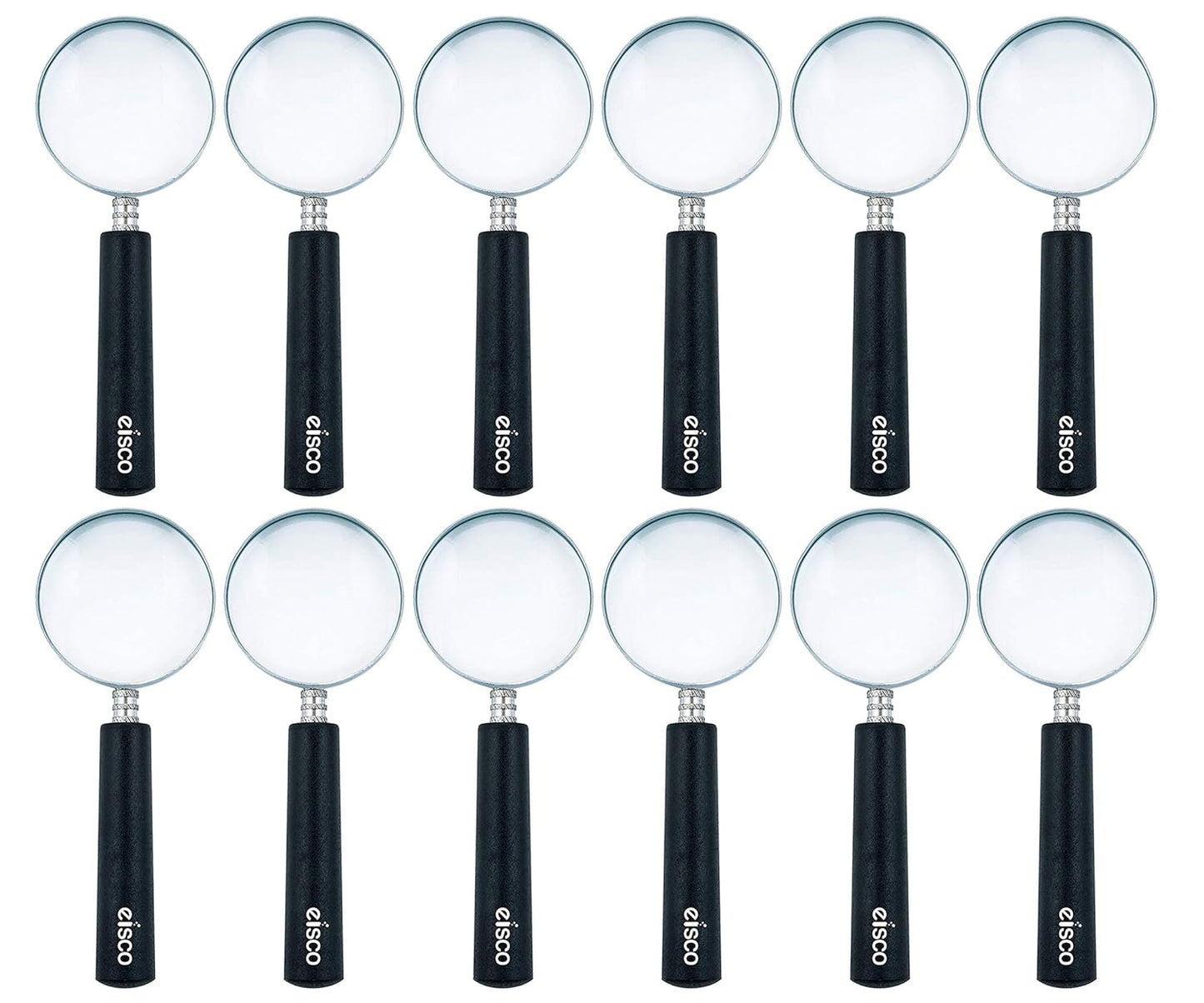 EISCO - Magnifying Lens with Handle, Lab Quality, Diameter - 50 mm, Focal Length - 10 cm, Magnification - 3.5X (PK12)