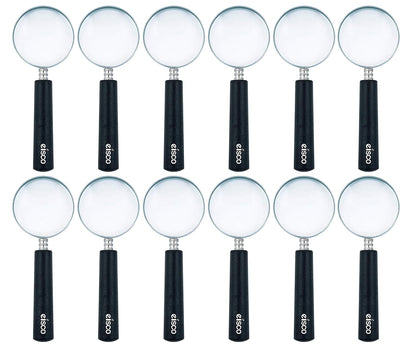 EISCO - Magnifying Lens with Handle, Lab Quality, Diameter - 50 mm, Focal Length - 10 cm, Magnification - 3.5X (PK12)