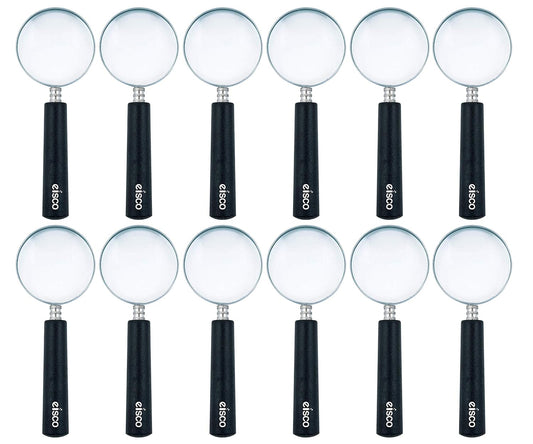 EISCO - Magnifying Lens with Handle, Lab Quality, Diameter - 50 mm, Focal Length - 10 cm, Magnification - 3.5X (PK12)
