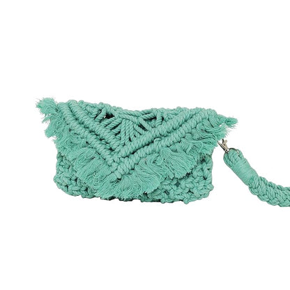 LABZIO Handcrafted Macrame Crossbody Bag with Fringe | Boho Chic 100% Cotton | Lightweight and Eco-Friendly