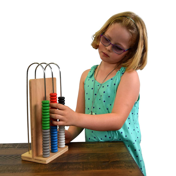 EISCO - Abacus, 3 U-Shaped Steel Wires, Wooden Frame, Arithmetic Learning and Calculation Tool for Students and Teachers