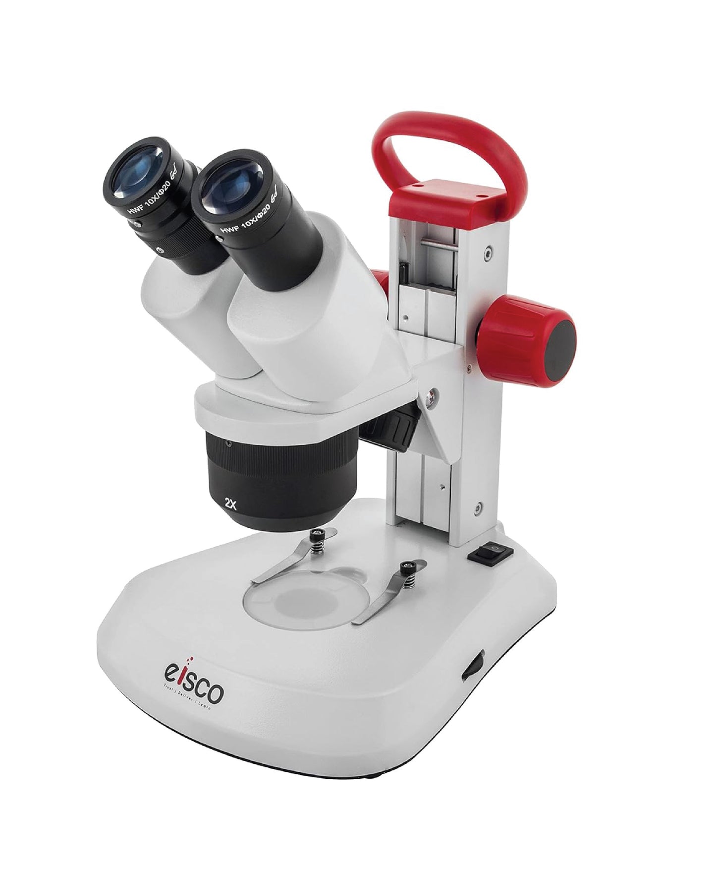 EISCO Premium Redline Stereo Binocular Microscope – Dual Magnification 10X/20X – Incident & Transmitted LED with Adjustable Illumination – Wide Field Eyepieces, Eyeshades, Durable Carry Handle