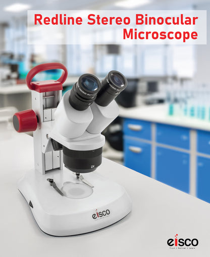 EISCO Premium Redline Stereo Binocular Microscope – Dual Magnification 10X/20X – Incident & Transmitted LED with Adjustable Illumination – Wide Field Eyepieces, Eyeshades, Durable Carry Handle