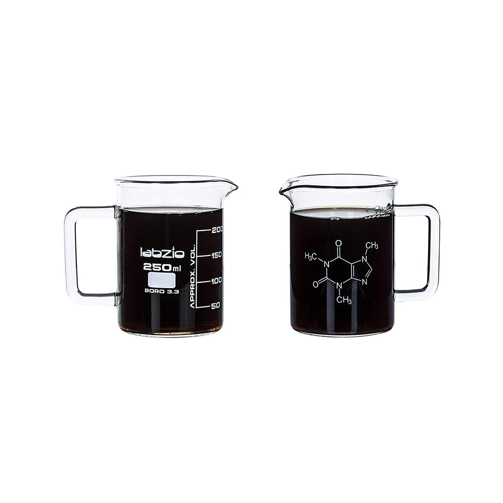 Hand Crafted Premium Beaker Mugs with Handle, Perfect for Coffee, Cocktails, Mocktails, Beer, Made of Borosilicate Glass 3.3, 250 ml, Pack of 2