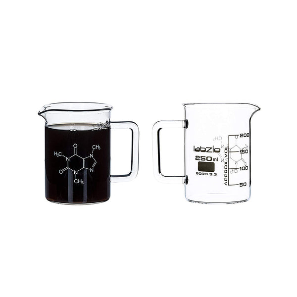 Hand Crafted Premium Beaker Mugs with Handle, Perfect for Coffee, Cocktails, Mocktails, Beer, Made of Borosilicate Glass 3.3, 250 ml, Pack of 2