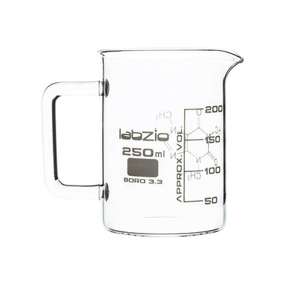 Hand Crafted Premium Beaker Mugs with Handle, Perfect for Coffee, Cocktails, Mocktails, Beer, Made of Borosilicate Glass 3.3, 250 ml, Pack of 2