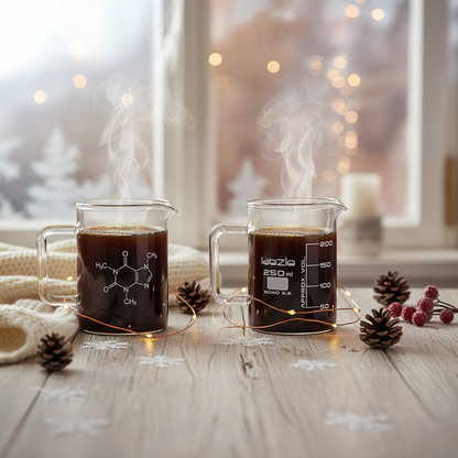 Labzio -Hand-Crafted Borosilicate Glass Beaker Mugs. Perfect for Coffee, Cocktails, and More. Pack of 2