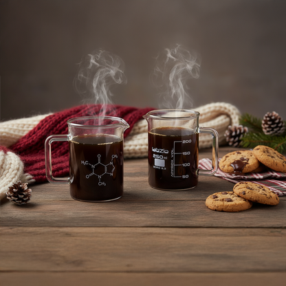 Labzio -Hand-Crafted Borosilicate Glass Beaker Mugs. Perfect for Coffee, Cocktails, and More. Pack of 2