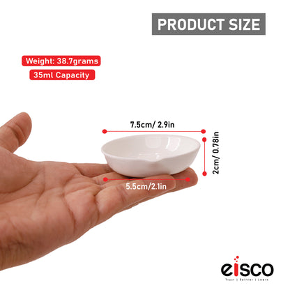 EISCO - Evaporating Dish, Made of Porcelain, Flat Form, with Spout, Glazed Inside & Outside, 35 ml Capacity, 70 mm Outer Dia.Pack of 6
