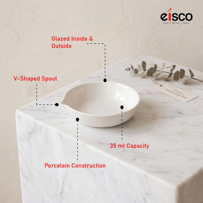 EISCO - Evaporating Dish, Made of Porcelain, Flat Form, with Spout, Glazed Inside & Outside, 35 ml Capacity, 70 mm Outer Dia.Pack of 6