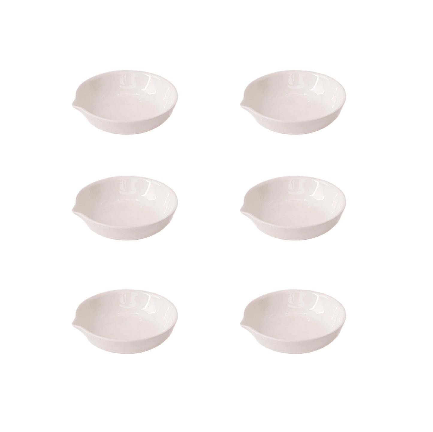 EISCO - Evaporating Dish, Made of Porcelain, Flat Form, with Spout, Glazed Inside & Outside, 35 ml Capacity, 70 mm Outer Dia.Pack of 6
