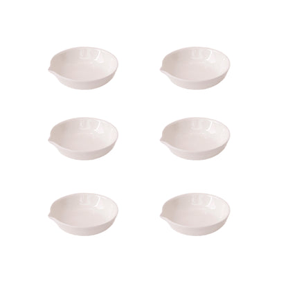 EISCO - Evaporating Dish, Made of Porcelain, Flat Form, with Spout, Glazed Inside & Outside, 35 ml Capacity, 70 mm Outer Dia.Pack of 6