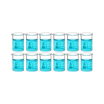 Beaker - 25 ml Low Form Borosilicate Glass 3.3 Graduated as per DIN 12231 ISO 3819 - Pack of 12