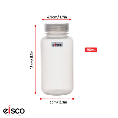 Polypropylene Reagent Bottle, 250 ml, Wide Neck, Autoclavable, Leak Proof, Pack of 10