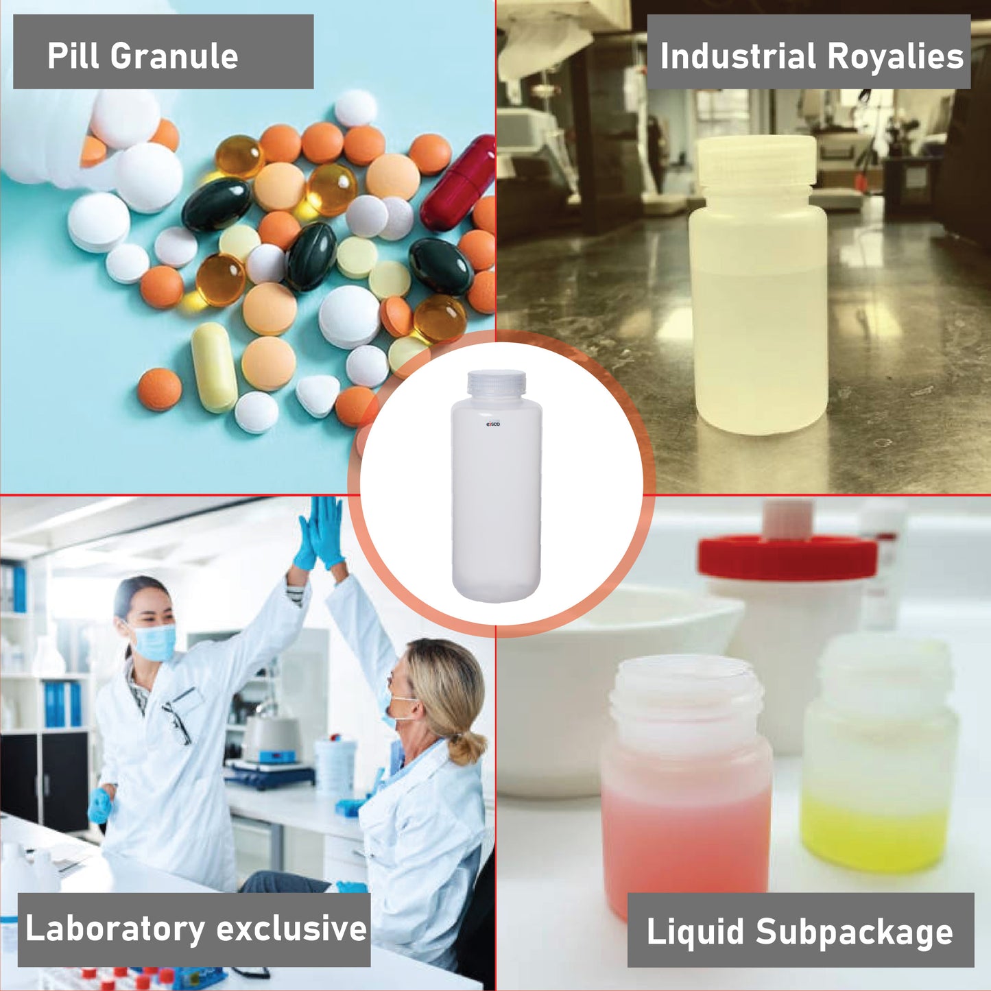 Polypropylene Reagent Bottle, 1000 ml, Wide Neck, Autoclavable, Leak Proof, Pack of 5