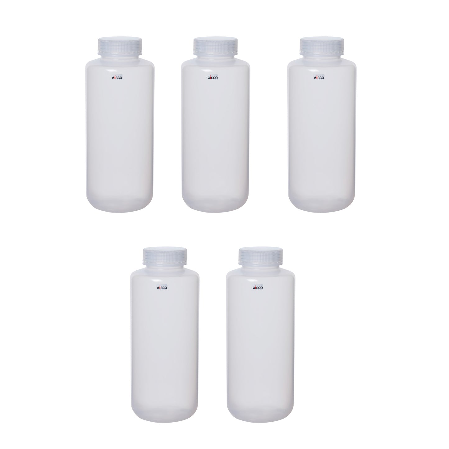 Polypropylene Reagent Bottle, 1000 ml, Wide Neck, Autoclavable, Leak Proof, Pack of 5