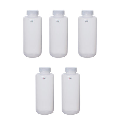 Polypropylene Reagent Bottle, 1000 ml, Wide Neck, Autoclavable, Leak Proof, Pack of 5