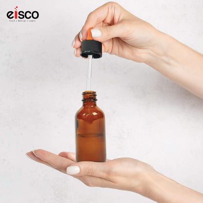 Amber Glass Bottle with Glass Dropper Dispenser, Used for Lab Chemicals, Perfumes, Colognes, Extracts, 60 ml, Pack of 6