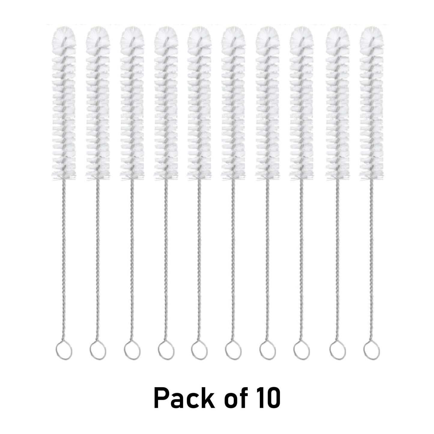Nylon Test Tube Brush, 230 mm Total Length, 90 mm Brush Length, 20 mm Brush Diameter, Pack of 10