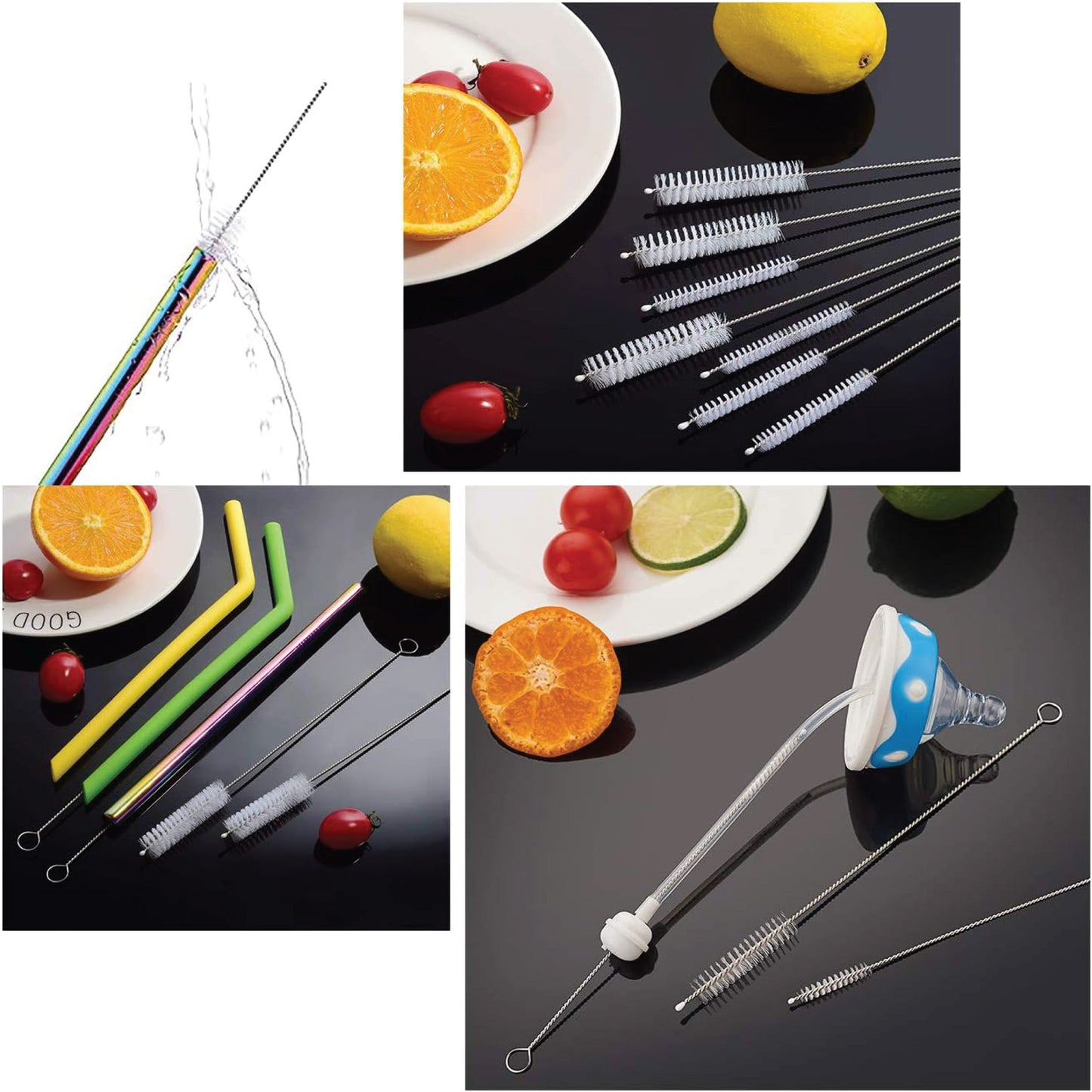 Nylon Test Tube Brush, 230 mm Total Length, 90 mm Brush Length, 20 mm Brush Diameter, Pack of 10