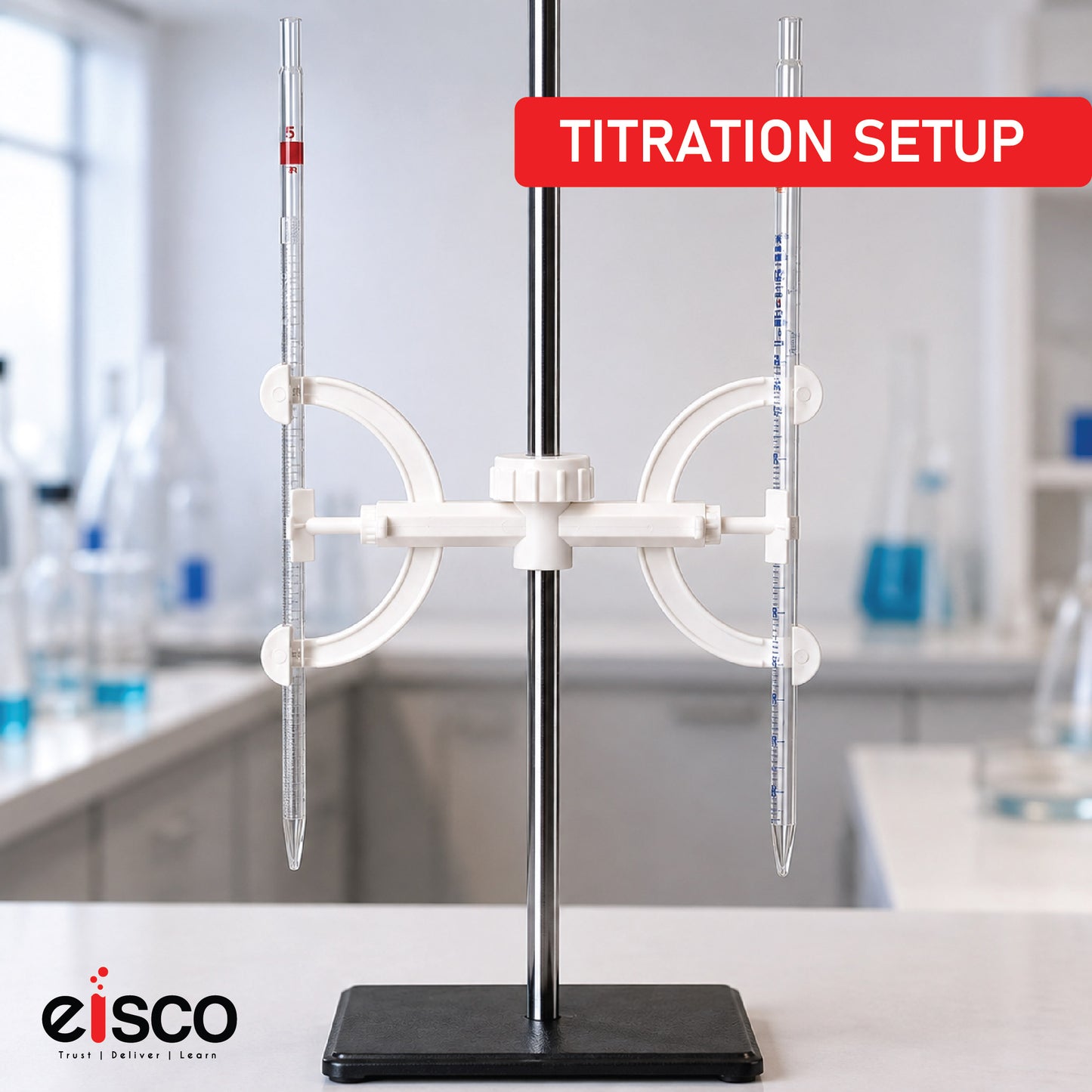 Burette Clamp, Double, Polypropylene, for Rods of 10 mm or 12.5 mm Diameter